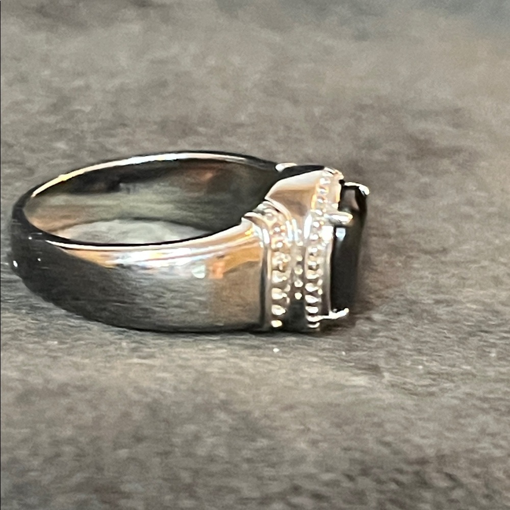 Thai Black Spinal Solitaire Ring Sz 8 - Picture 4 of 6